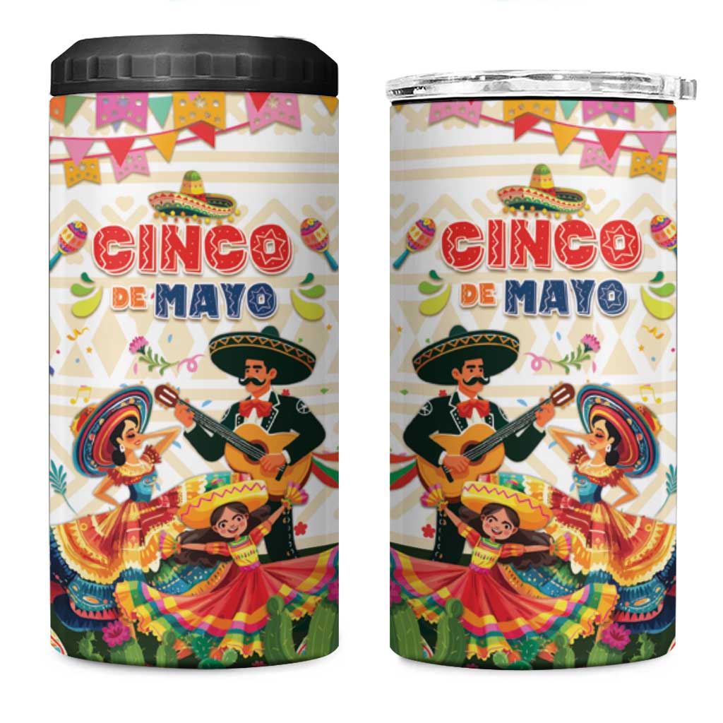 Mexico Cinco De Mayo 4 in 1 Can Cooler Tumbler Dancing Mexican