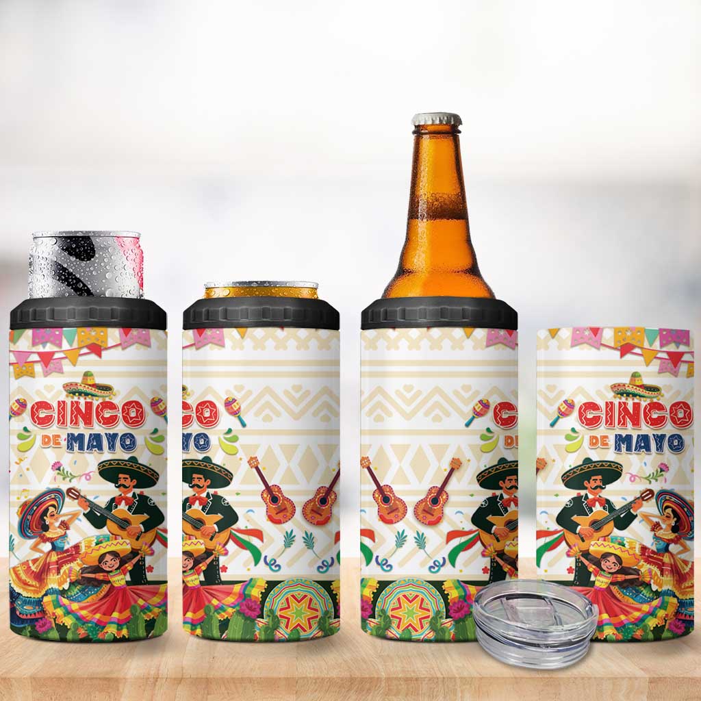 Mexico Cinco De Mayo 4 in 1 Can Cooler Tumbler Dancing Mexican