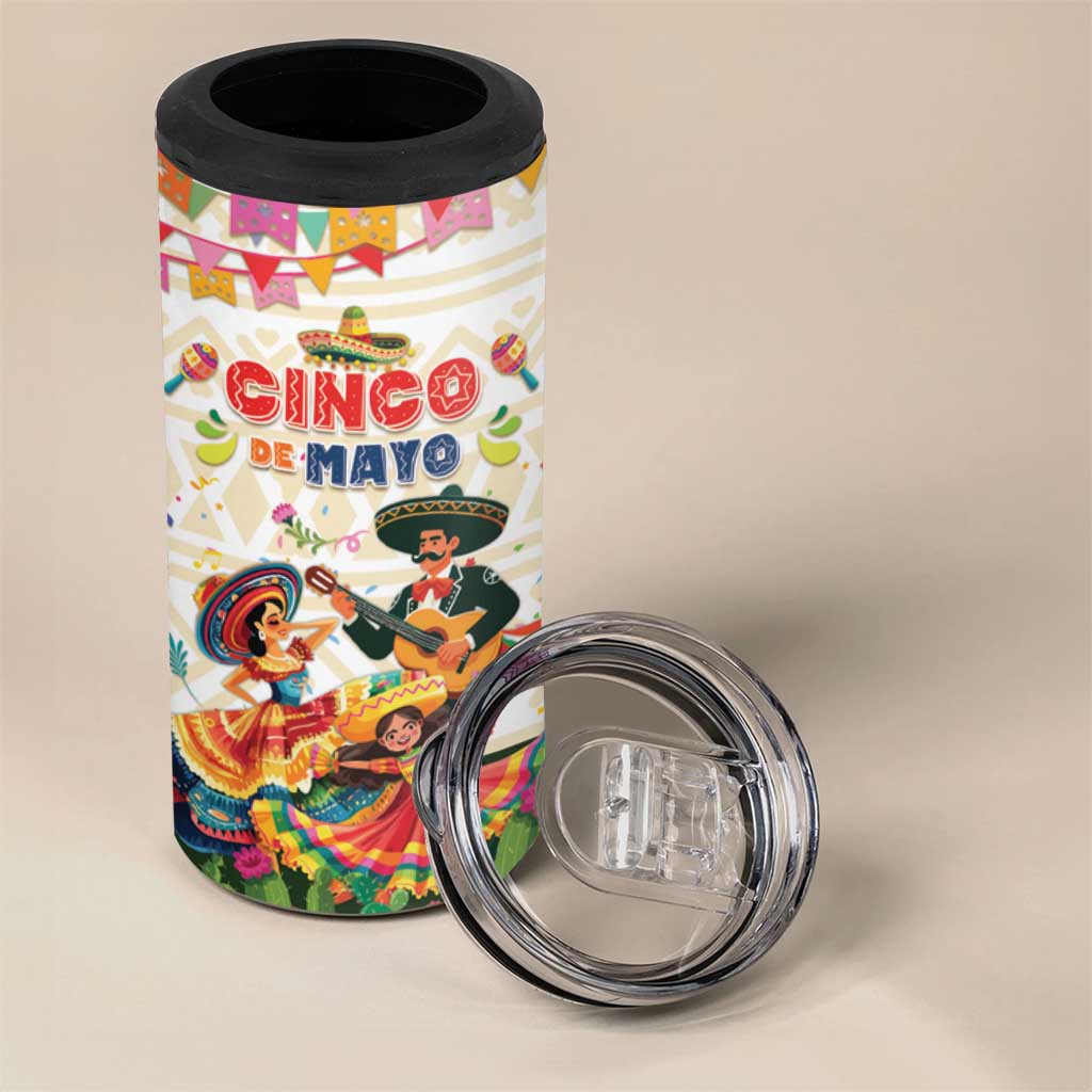 Mexico Cinco De Mayo 4 in 1 Can Cooler Tumbler Dancing Mexican
