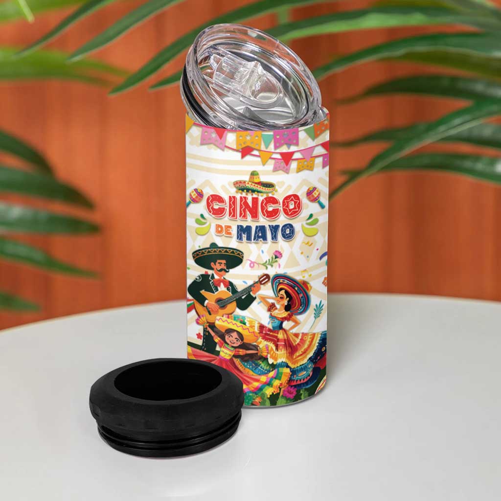 Mexico Cinco De Mayo 4 in 1 Can Cooler Tumbler Dancing Mexican