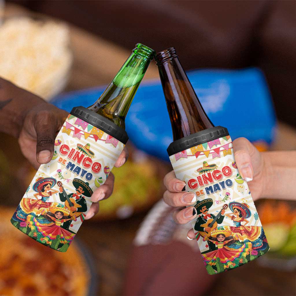 Mexico Cinco De Mayo 4 in 1 Can Cooler Tumbler Dancing Mexican