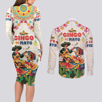 Mexico Cinco De Mayo Couples Matching Long Sleeve Bodycon Dress and Long Sleeve Button Shirt Dancing Mexican
