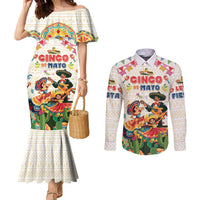 Mexico Cinco De Mayo Couples Matching Mermaid Dress and Long Sleeve Button Shirt Dancing Mexican