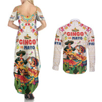 Mexico Cinco De Mayo Couples Matching Summer Maxi Dress and Long Sleeve Button Shirt Dancing Mexican