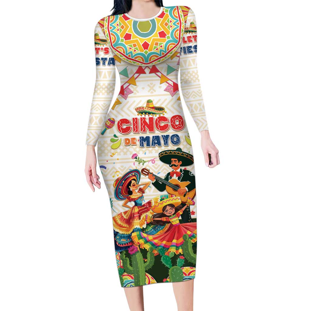 Mexico Cinco De Mayo Family Matching Long Sleeve Bodycon Dress and Hawaiian Shirt Dancing Mexican