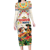 Mexico Cinco De Mayo Family Matching Long Sleeve Bodycon Dress and Hawaiian Shirt Dancing Mexican