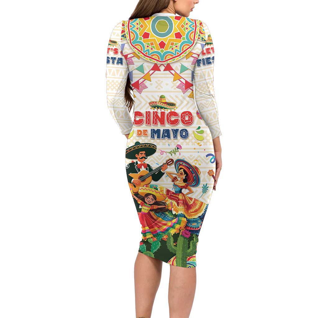 Mexico Cinco De Mayo Family Matching Long Sleeve Bodycon Dress and Hawaiian Shirt Dancing Mexican