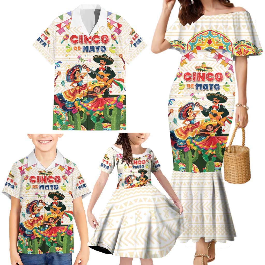 Mexico Cinco De Mayo Family Matching Mermaid Dress and Hawaiian Shirt Dancing Mexican