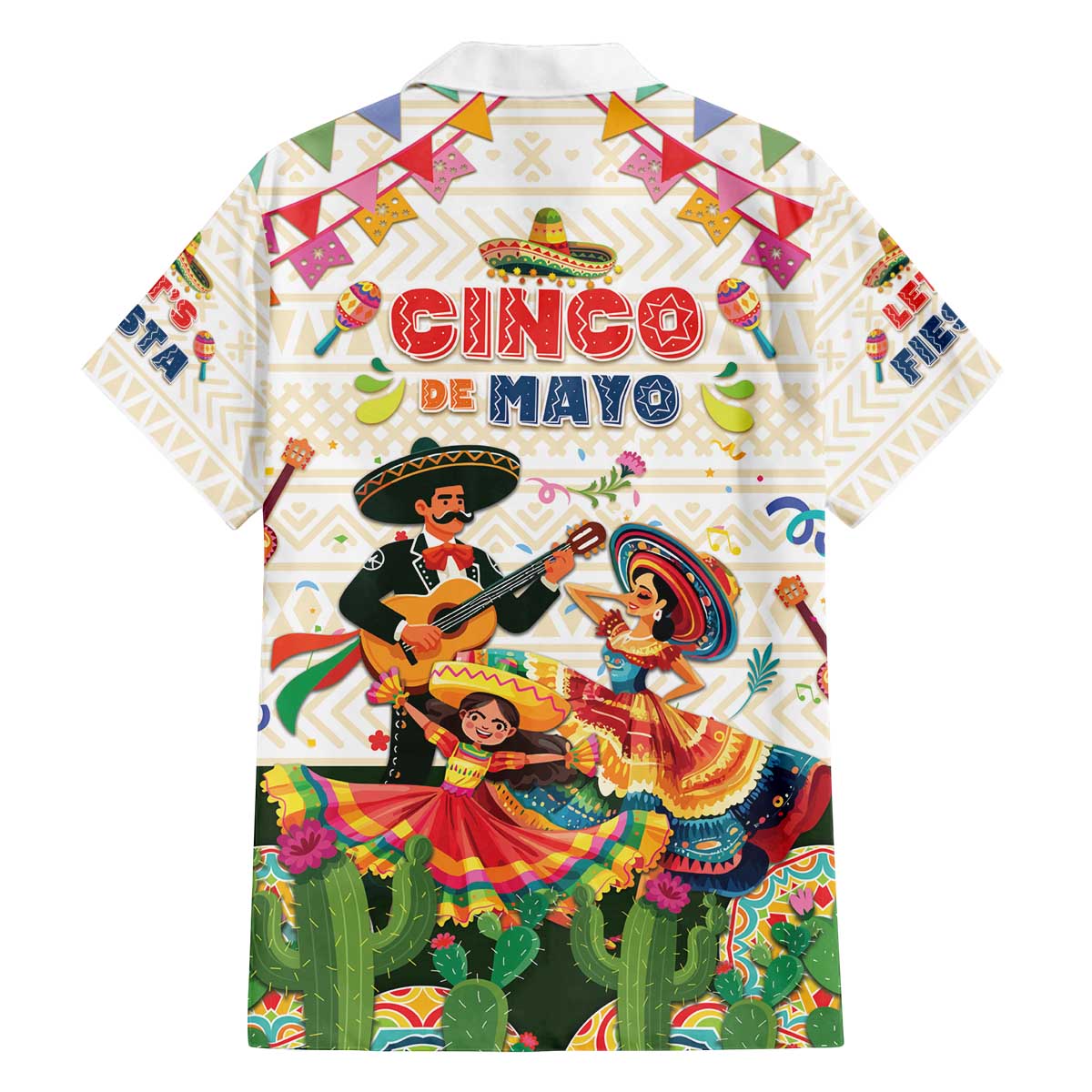 Mexico Cinco De Mayo Family Matching Off The Shoulder Long Sleeve Dress and Hawaiian Shirt Dancing Mexican