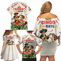 Mexico Cinco De Mayo Family Matching Off Shoulder Short Dress and Hawaiian Shirt Dancing Mexican