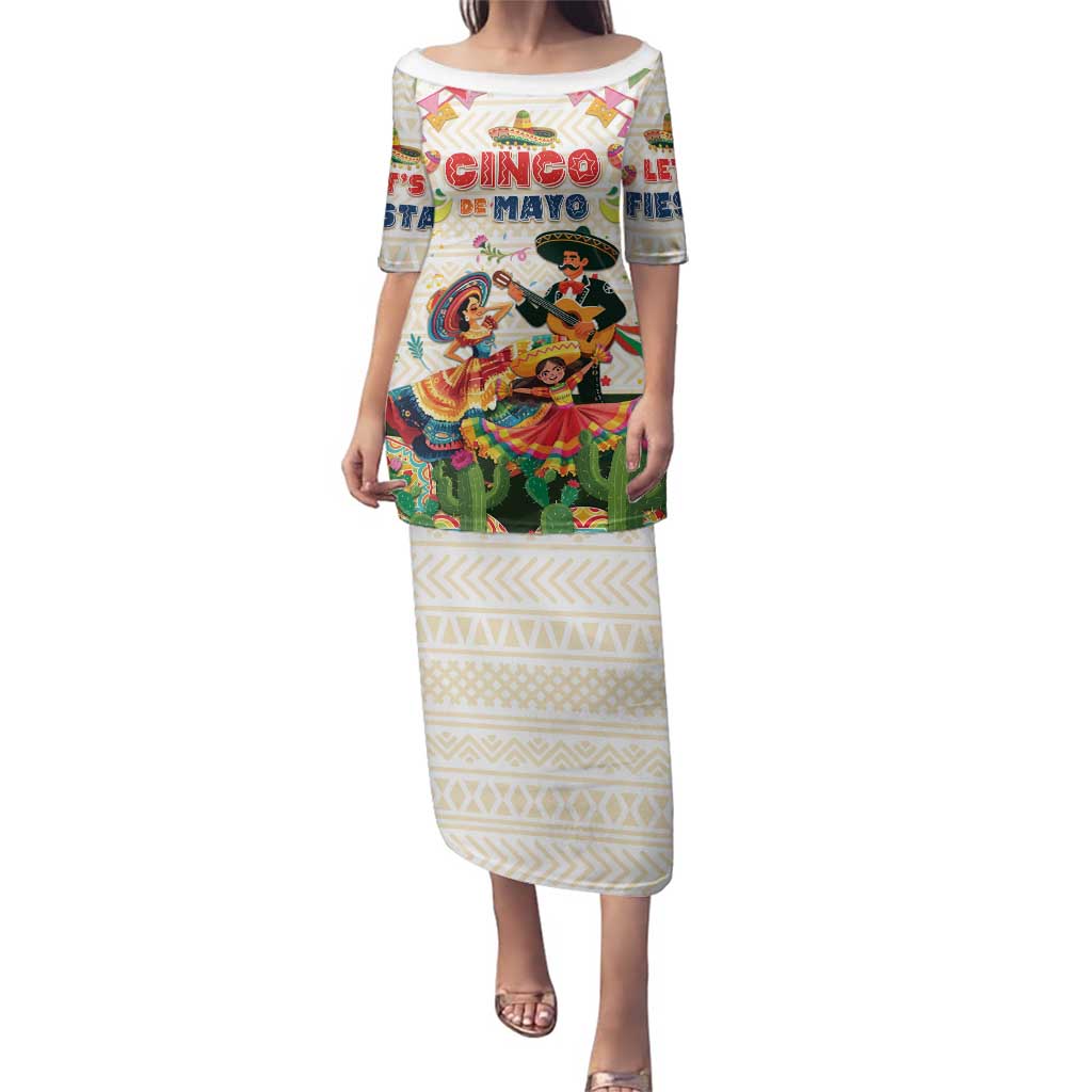 Mexico Cinco De Mayo Family Matching Puletasi and Hawaiian Shirt Dancing Mexican