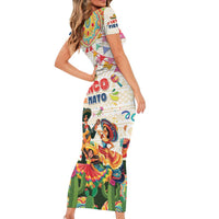 Mexico Cinco De Mayo Family Matching Short Sleeve Bodycon Dress and Hawaiian Shirt Dancing Mexican