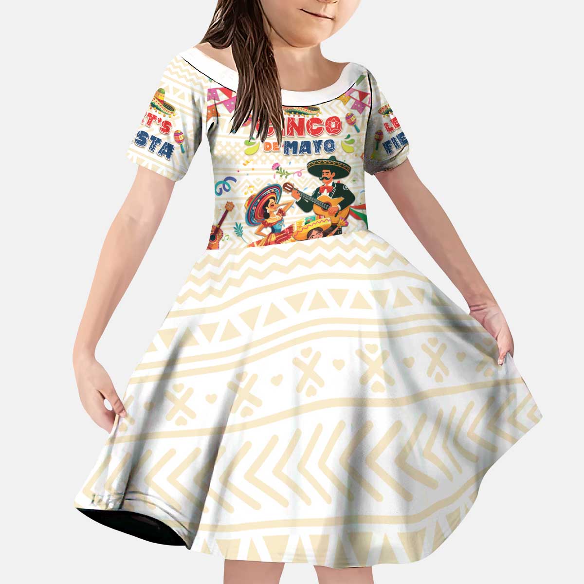 Mexico Cinco De Mayo Kid Short Sleeve Dress Dancing Mexican