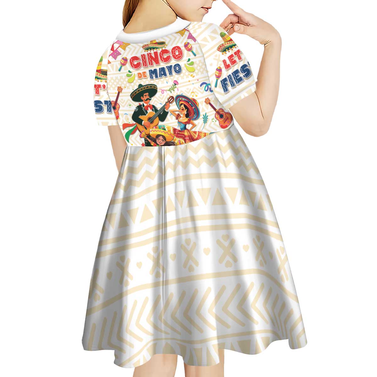 Mexico Cinco De Mayo Kid Short Sleeve Dress Dancing Mexican