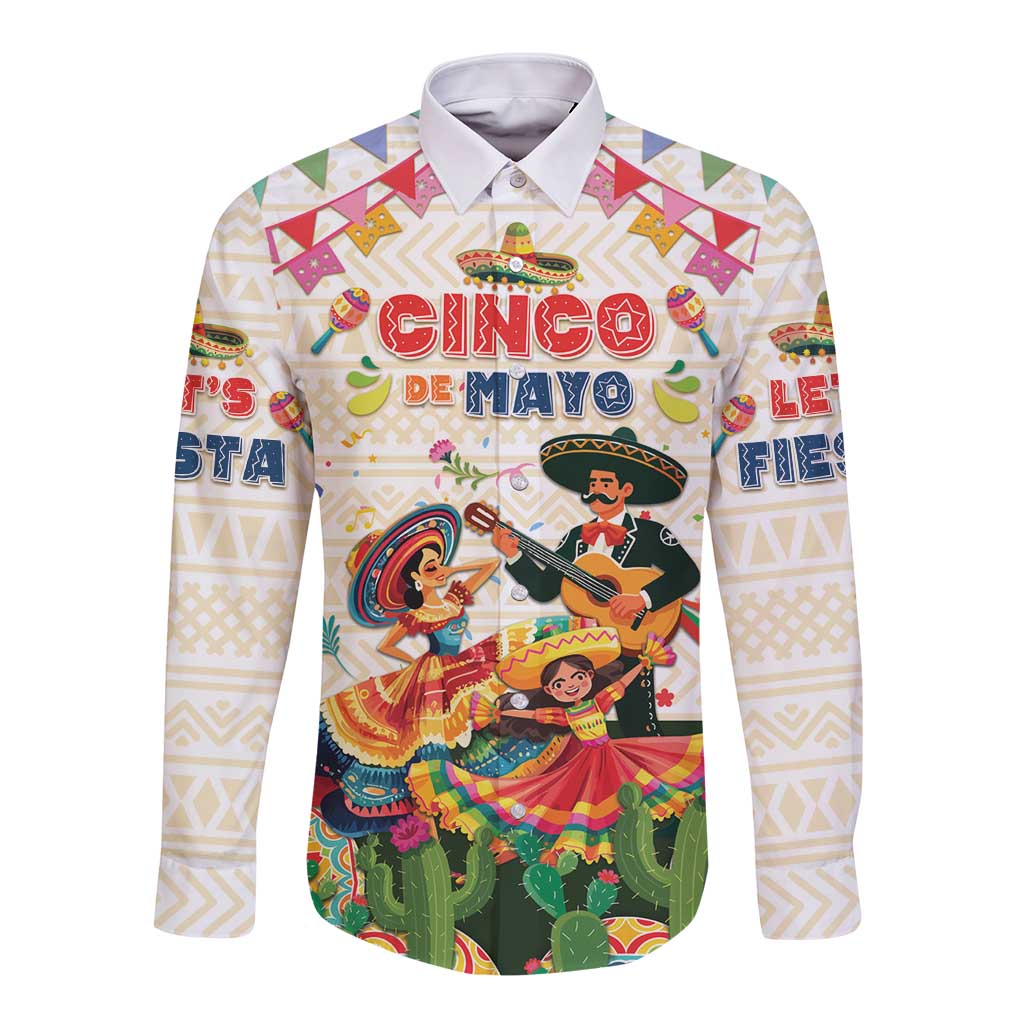 Mexico Cinco De Mayo Long Sleeve Button Shirt Dancing Mexican