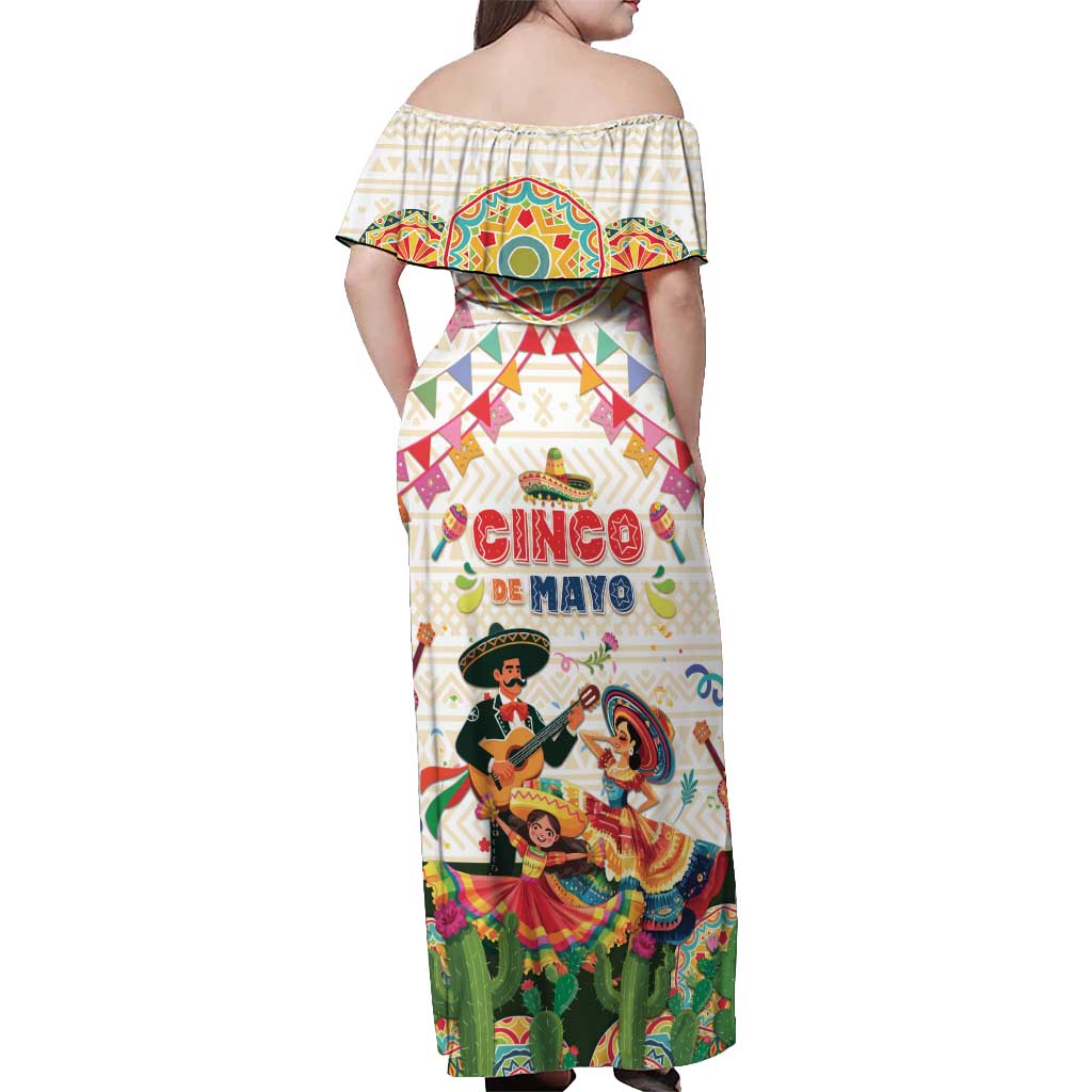 Mexico Cinco De Mayo Off Shoulder Maxi Dress Dancing Mexican