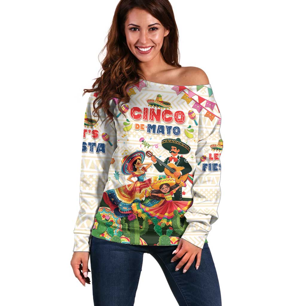 Mexico Cinco De Mayo Off Shoulder Sweater Dancing Mexican