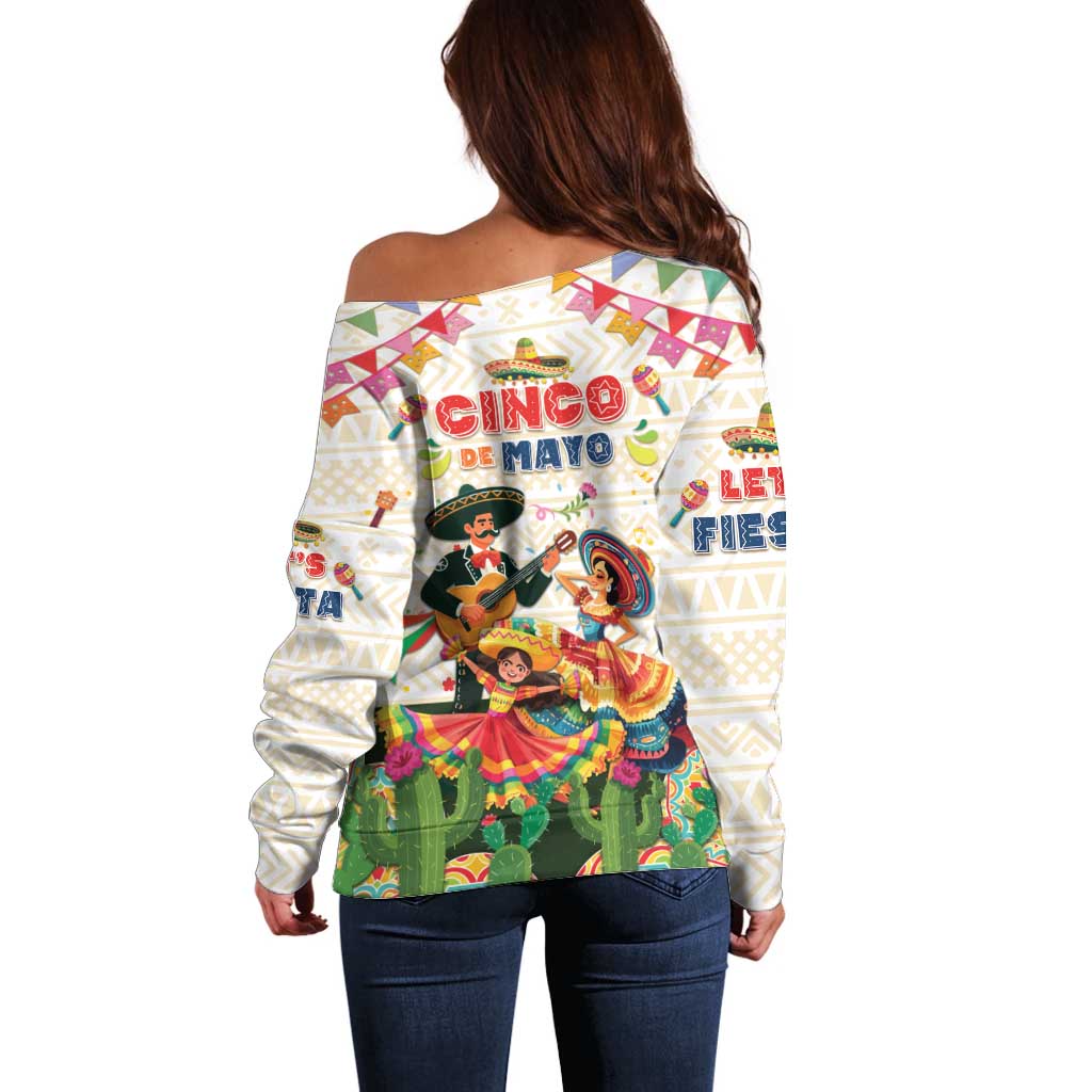Mexico Cinco De Mayo Off Shoulder Sweater Dancing Mexican