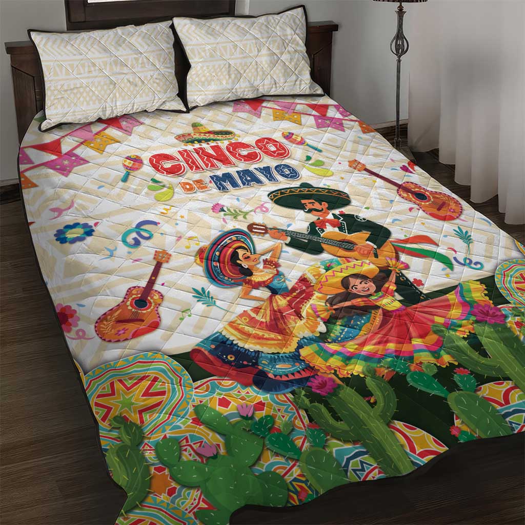 Mexico Cinco De Mayo Quilt Bed Set Dancing Mexican