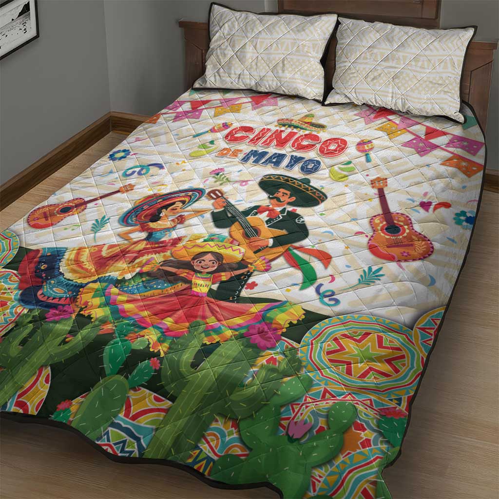 Mexico Cinco De Mayo Quilt Bed Set Dancing Mexican