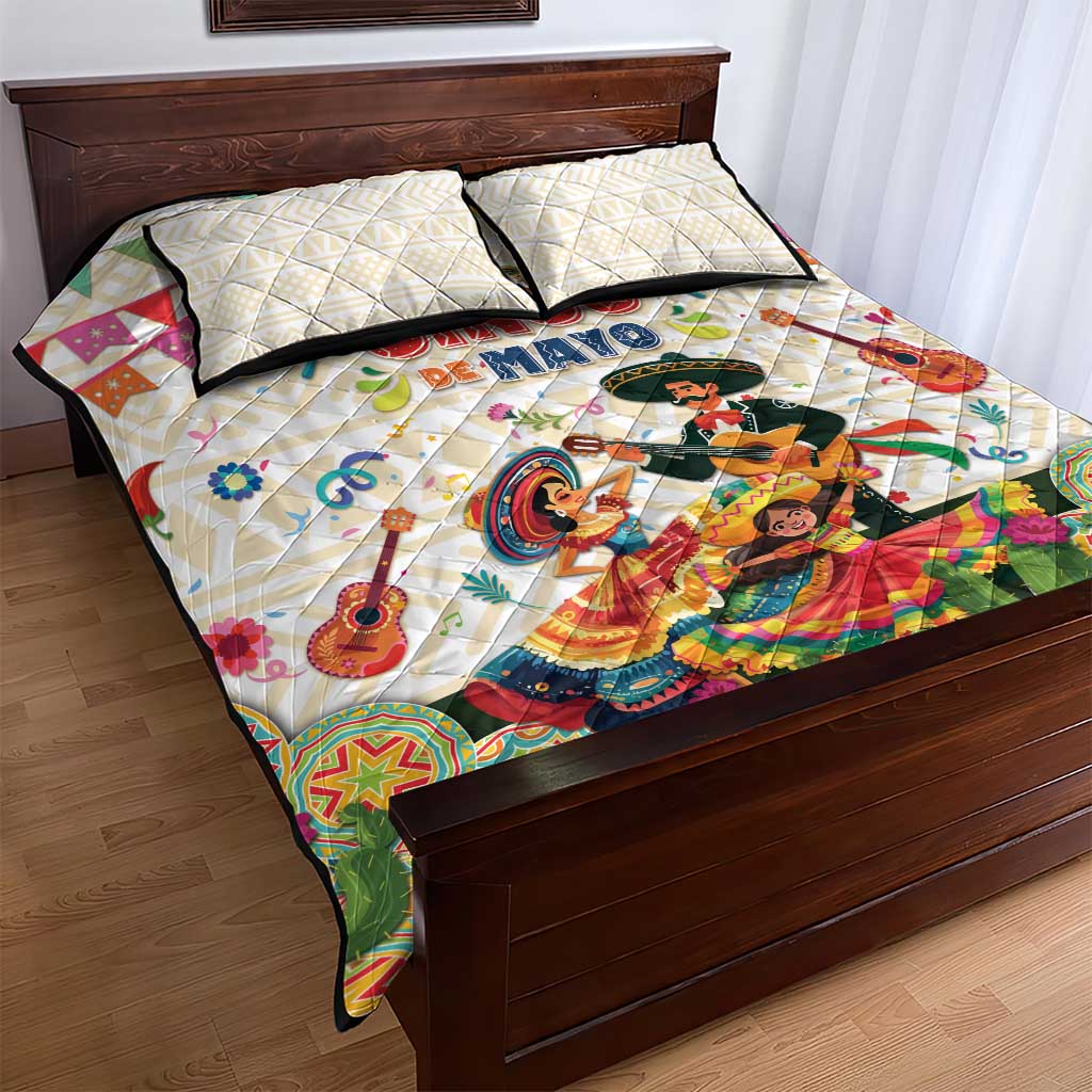 Mexico Cinco De Mayo Quilt Bed Set Dancing Mexican
