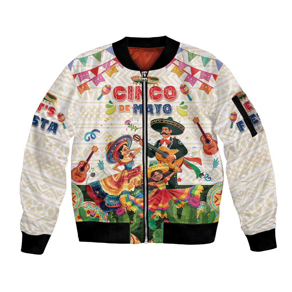 Mexico Cinco De Mayo Sleeve Zip Bomber Jacket Dancing Mexican