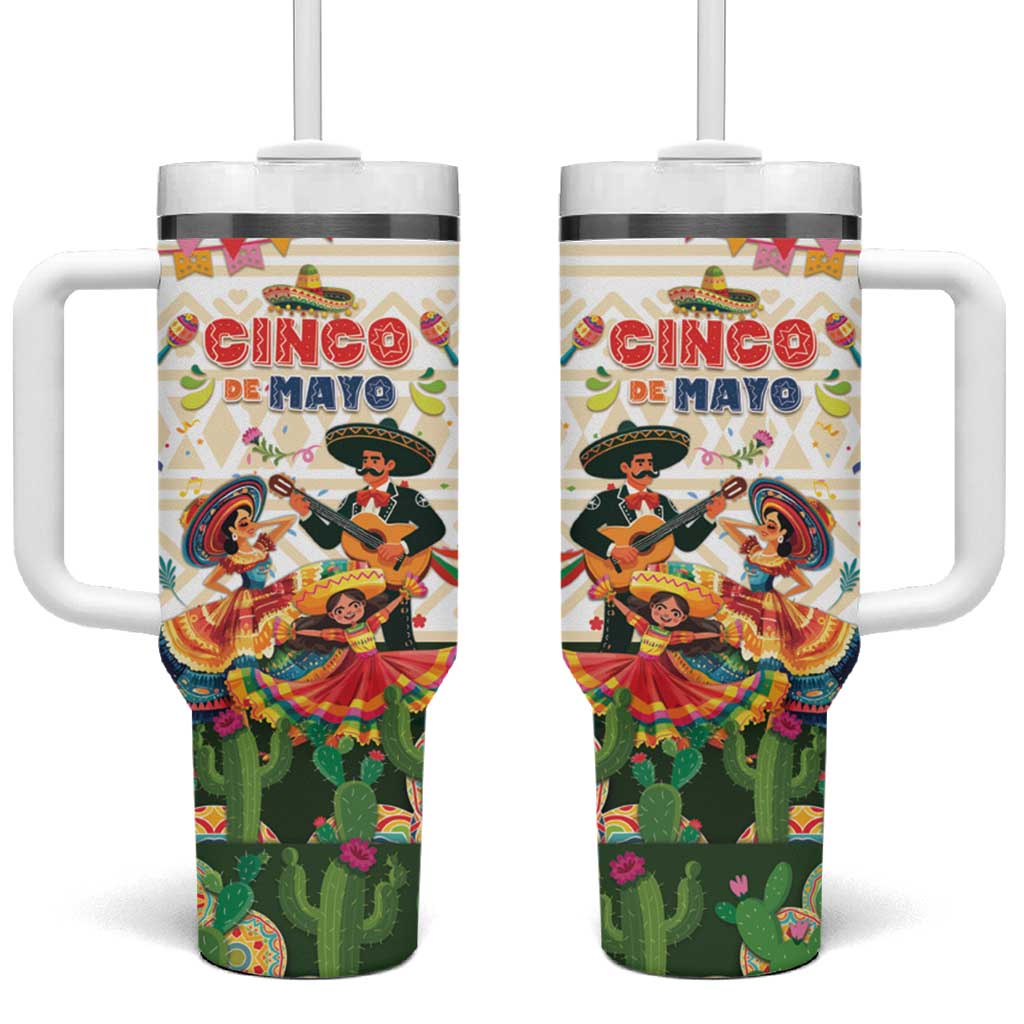 Mexico Cinco De Mayo Tumbler With Handle Dancing Mexican