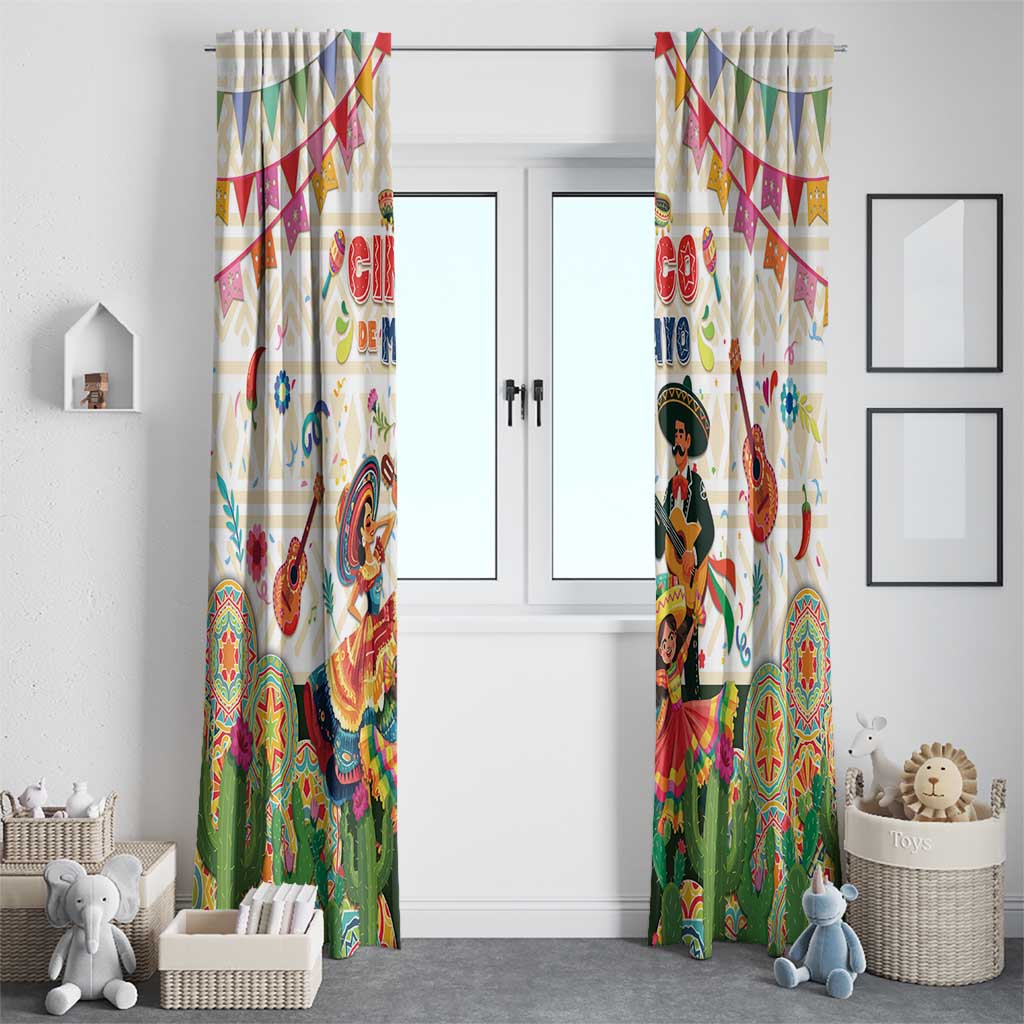 Mexico Cinco De Mayo Window Curtain Dancing Mexican