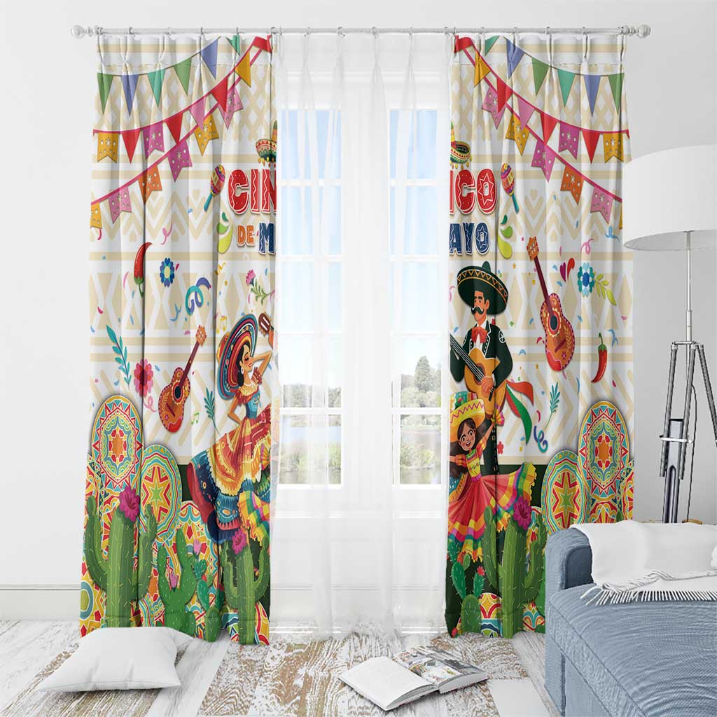 Mexico Cinco De Mayo Window Curtain Dancing Mexican