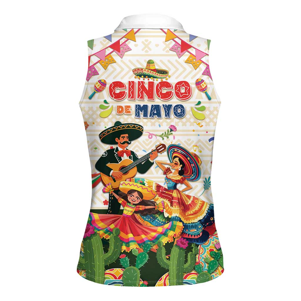 Mexico Cinco De Mayo Women Sleeveless Polo Shirt Dancing Mexican