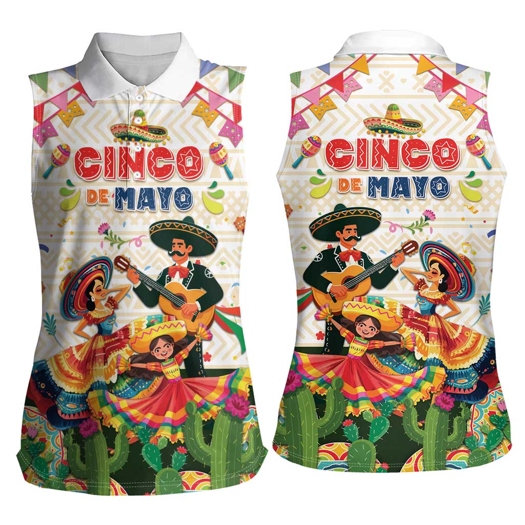 Mexico Cinco De Mayo Women Sleeveless Polo Shirt Dancing Mexican