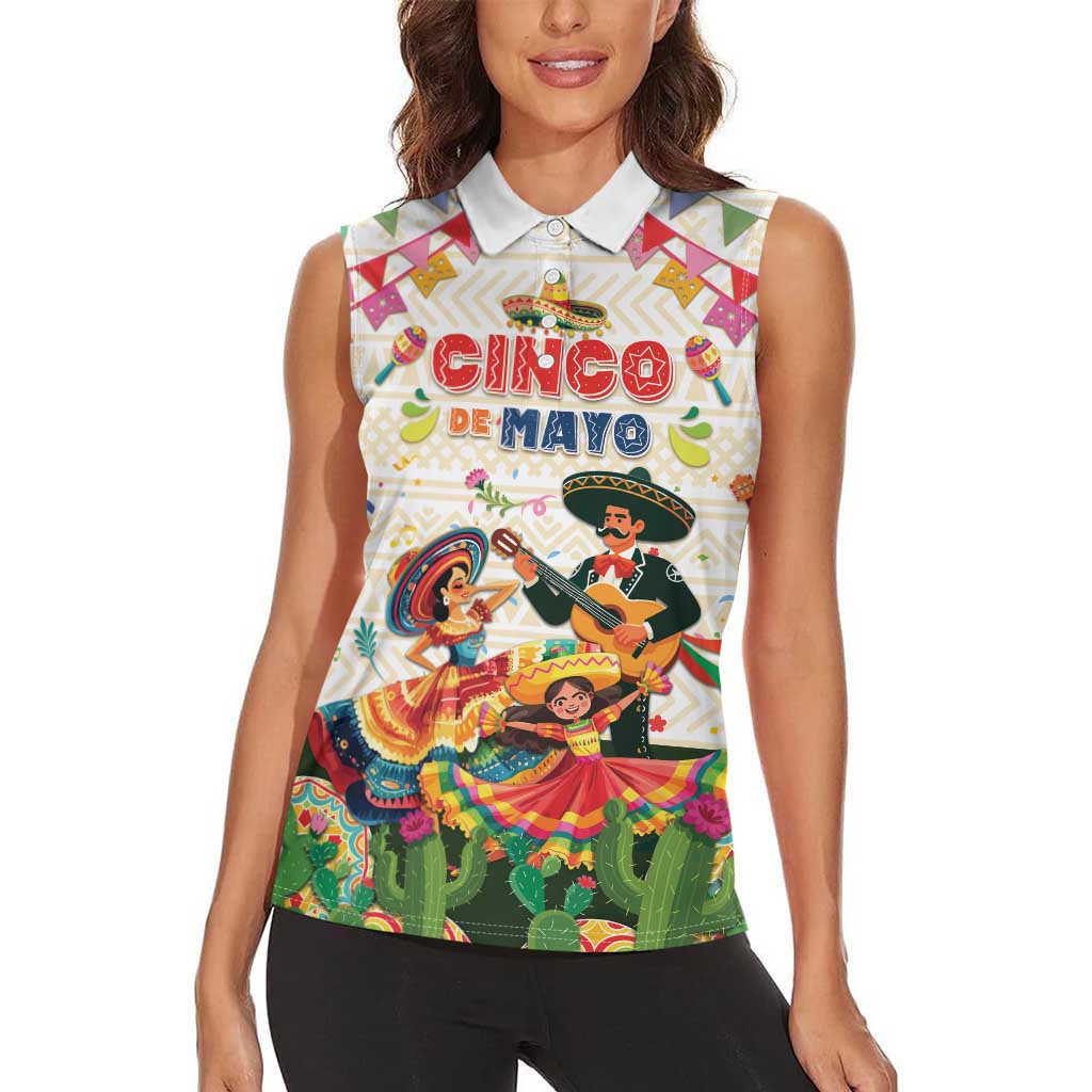 Mexico Cinco De Mayo Women Sleeveless Polo Shirt Dancing Mexican