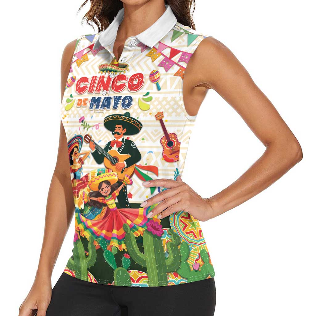 Mexico Cinco De Mayo Women Sleeveless Polo Shirt Dancing Mexican