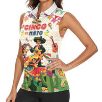 Mexico Cinco De Mayo Women Sleeveless Polo Shirt Dancing Mexican