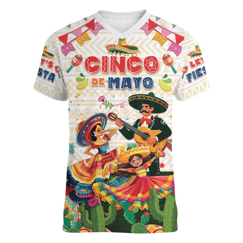 Mexico Cinco De Mayo Women V-Neck T-Shirt Dancing Mexican