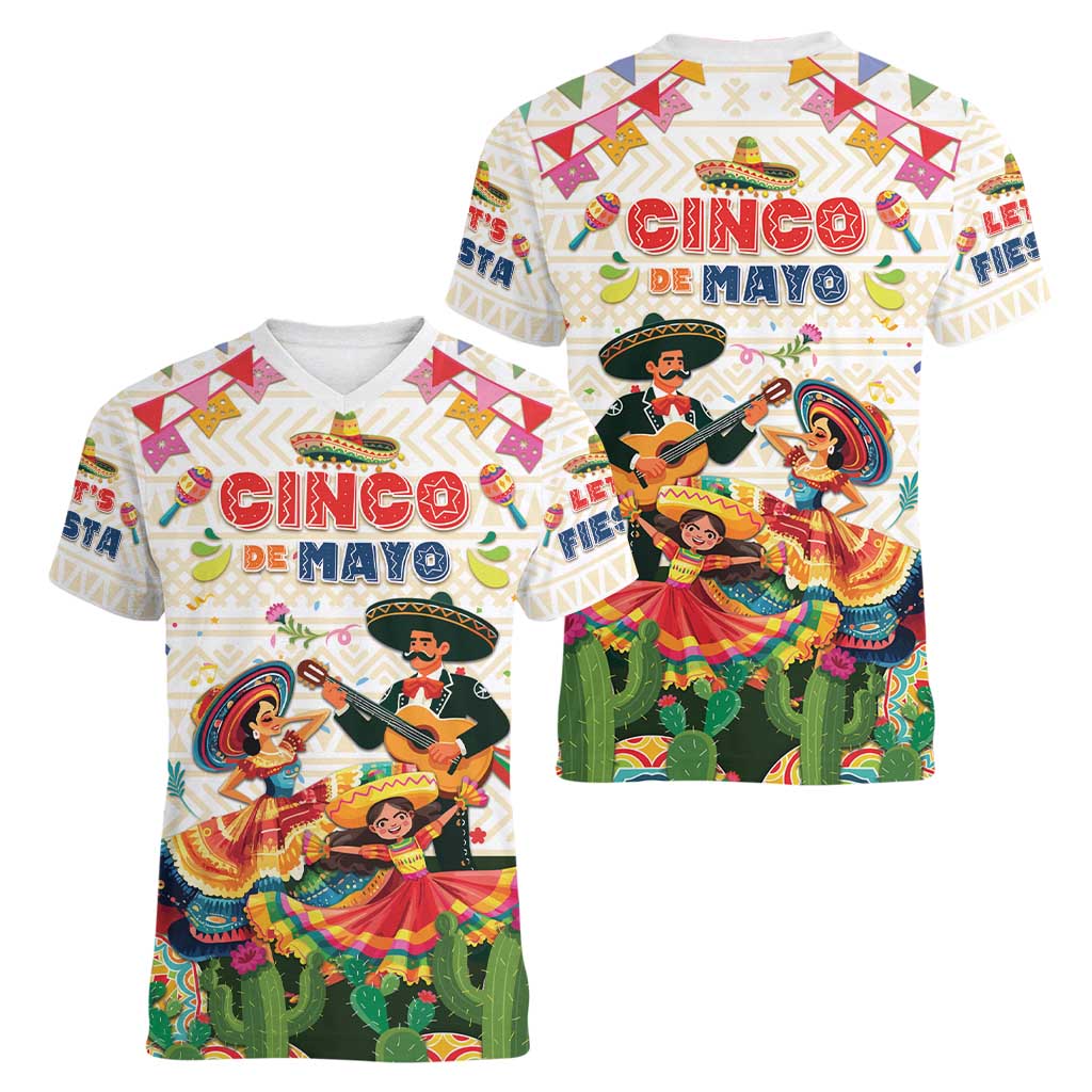 Mexico Cinco De Mayo Women V-Neck T-Shirt Dancing Mexican