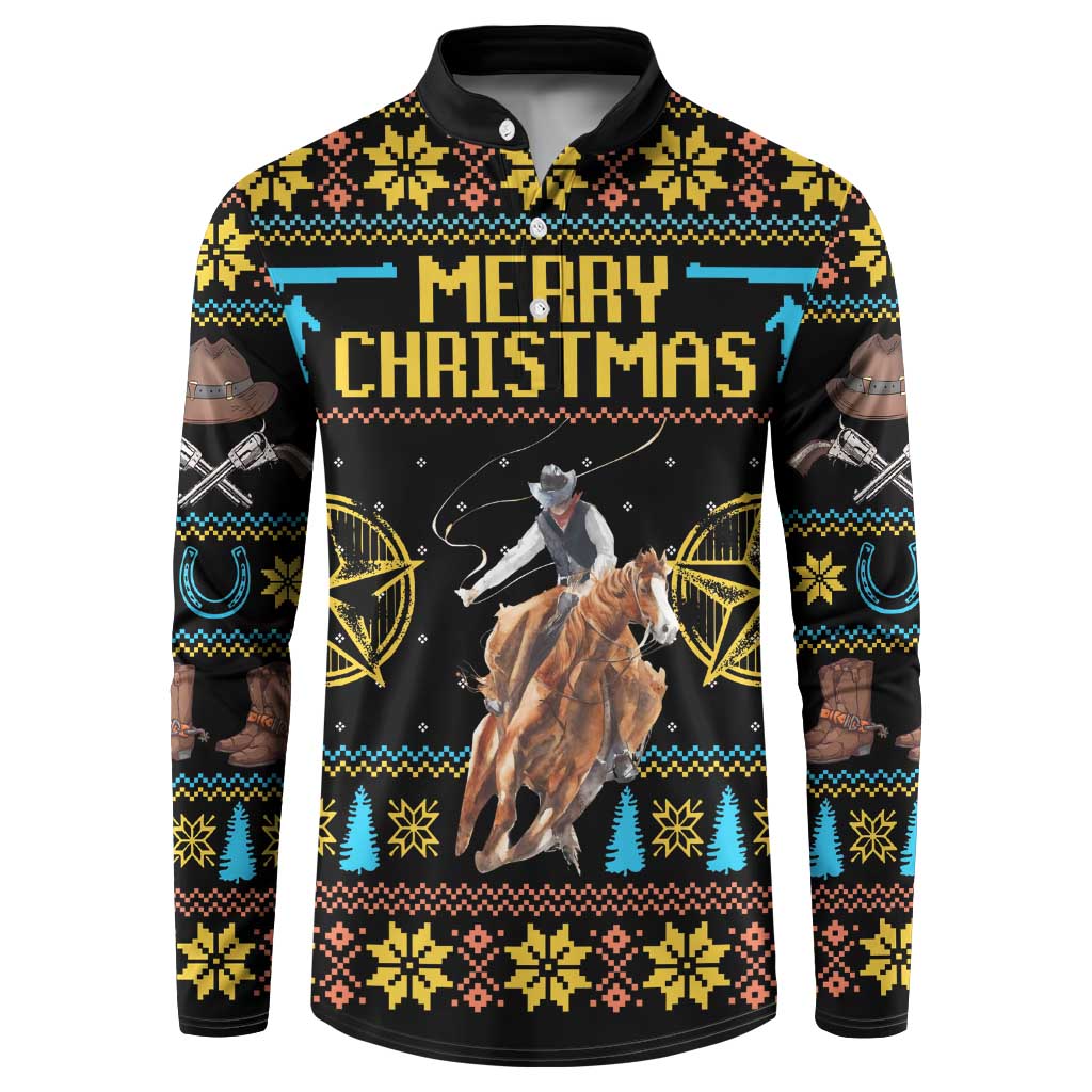 Cowboy Merry Christmas Button Sweatshirt DT04 - Wonder Print Shop
