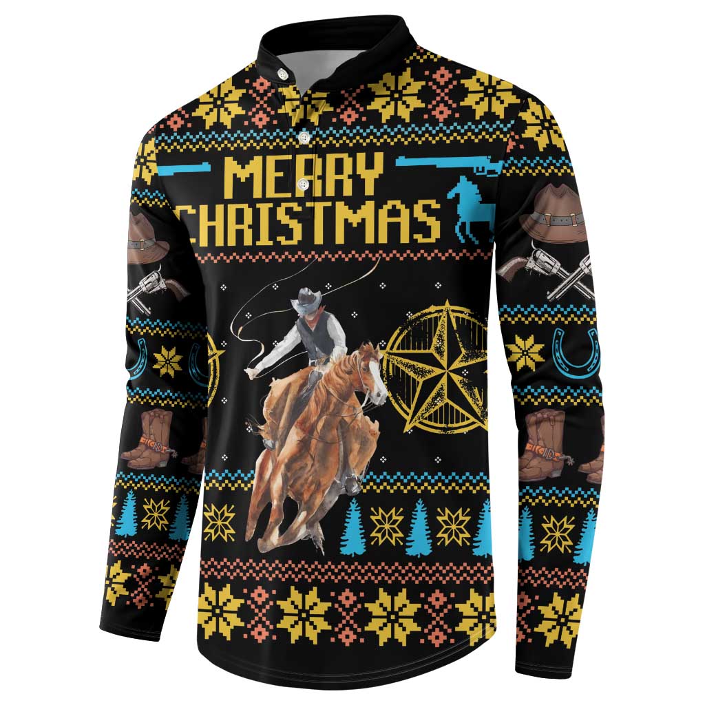Cowboy Merry Christmas Button Sweatshirt DT04 - Wonder Print Shop