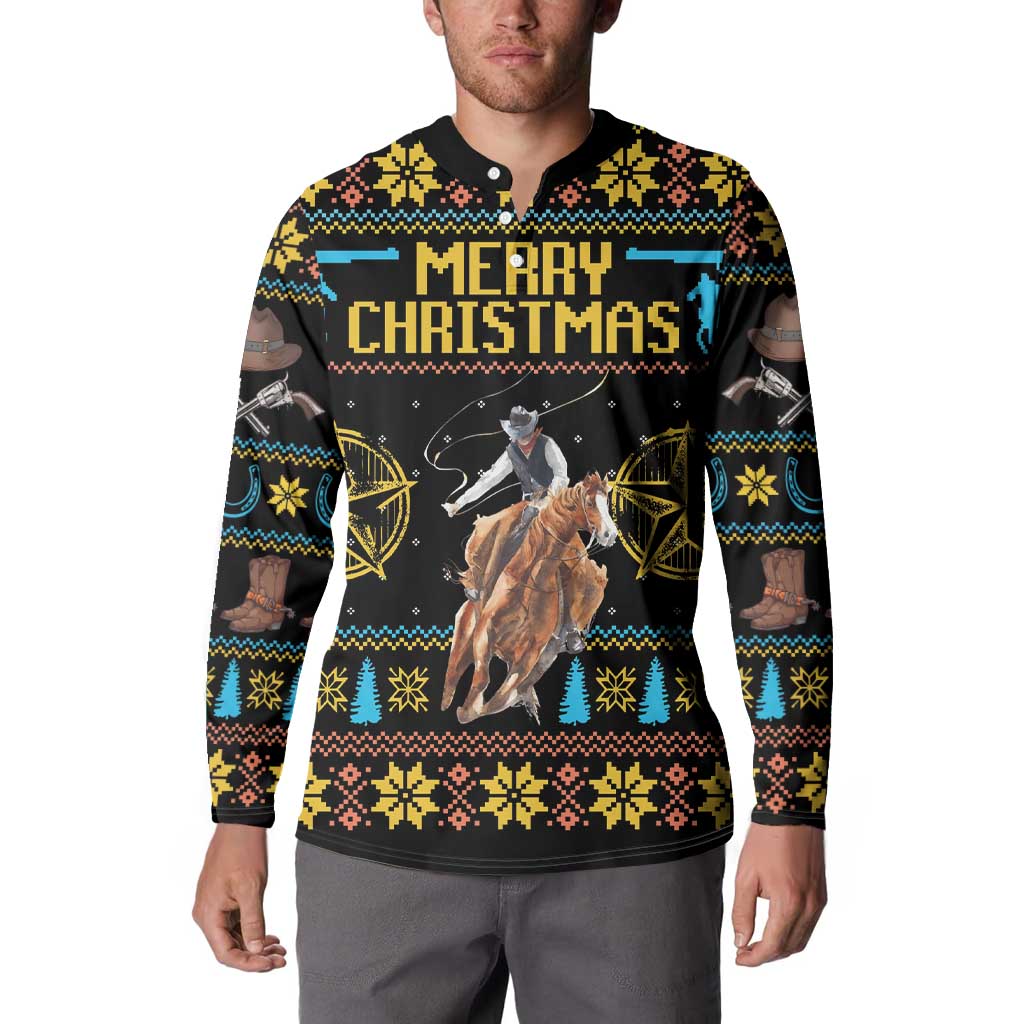 Cowboy Merry Christmas Button Sweatshirt DT04 - Wonder Print Shop