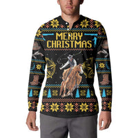 Cowboy Merry Christmas Button Sweatshirt DT04 - Wonder Print Shop