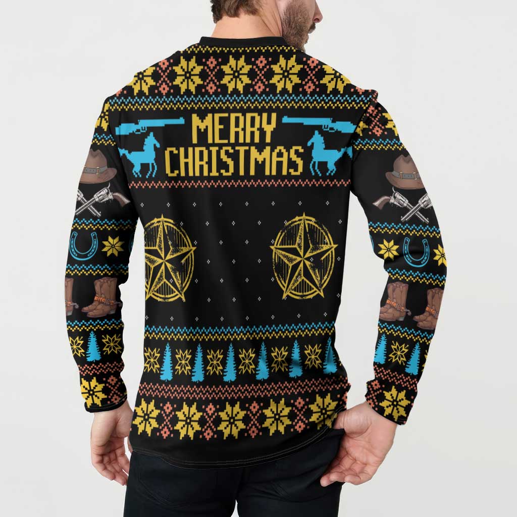 Cowboy Merry Christmas Button Sweatshirt DT04 - Wonder Print Shop