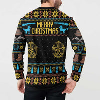 Cowboy Merry Christmas Button Sweatshirt DT04 - Wonder Print Shop