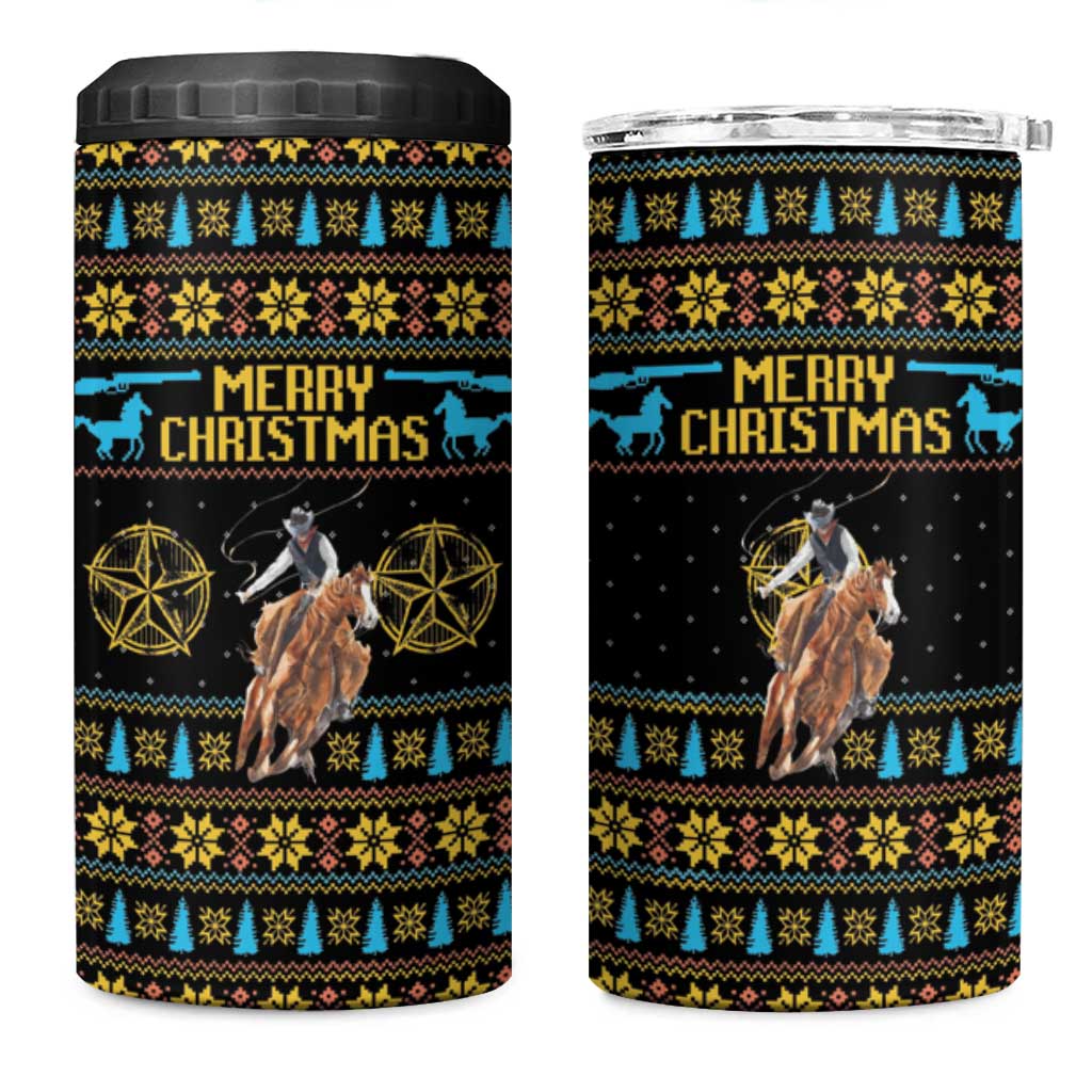 Cowboy Merry Christmas 4 in 1 Can Cooler Tumbler DT04 - Wonder Print Shop