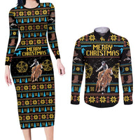 Cowboy Merry Christmas Couples Matching Long Sleeve Bodycon Dress and Long Sleeve Button Shirt DT04 - Wonder Print Shop