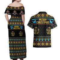 Cowboy Merry Christmas Couples Matching Off Shoulder Maxi Dress and Hawaiian Shirt DT04 - Wonder Print Shop
