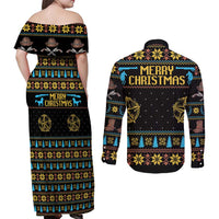 Cowboy Merry Christmas Couples Matching Off Shoulder Maxi Dress and Long Sleeve Button Shirt DT04 - Wonder Print Shop
