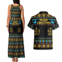 Cowboy Merry Christmas Couples Matching Tank Maxi Dress and Hawaiian Shirt DT04 - Wonder Print Shop