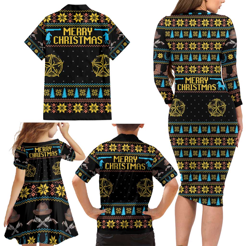 Cowboy Merry Christmas Family Matching Long Sleeve Bodycon Dress and Hawaiian Shirt DT04 - Wonder Print Shop
