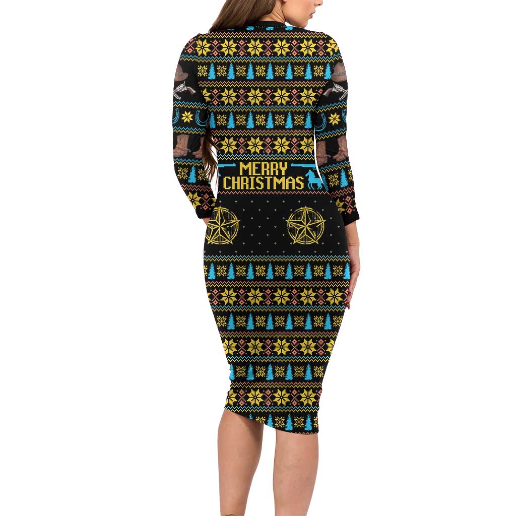 Cowboy Merry Christmas Family Matching Long Sleeve Bodycon Dress and Hawaiian Shirt DT04 - Wonder Print Shop