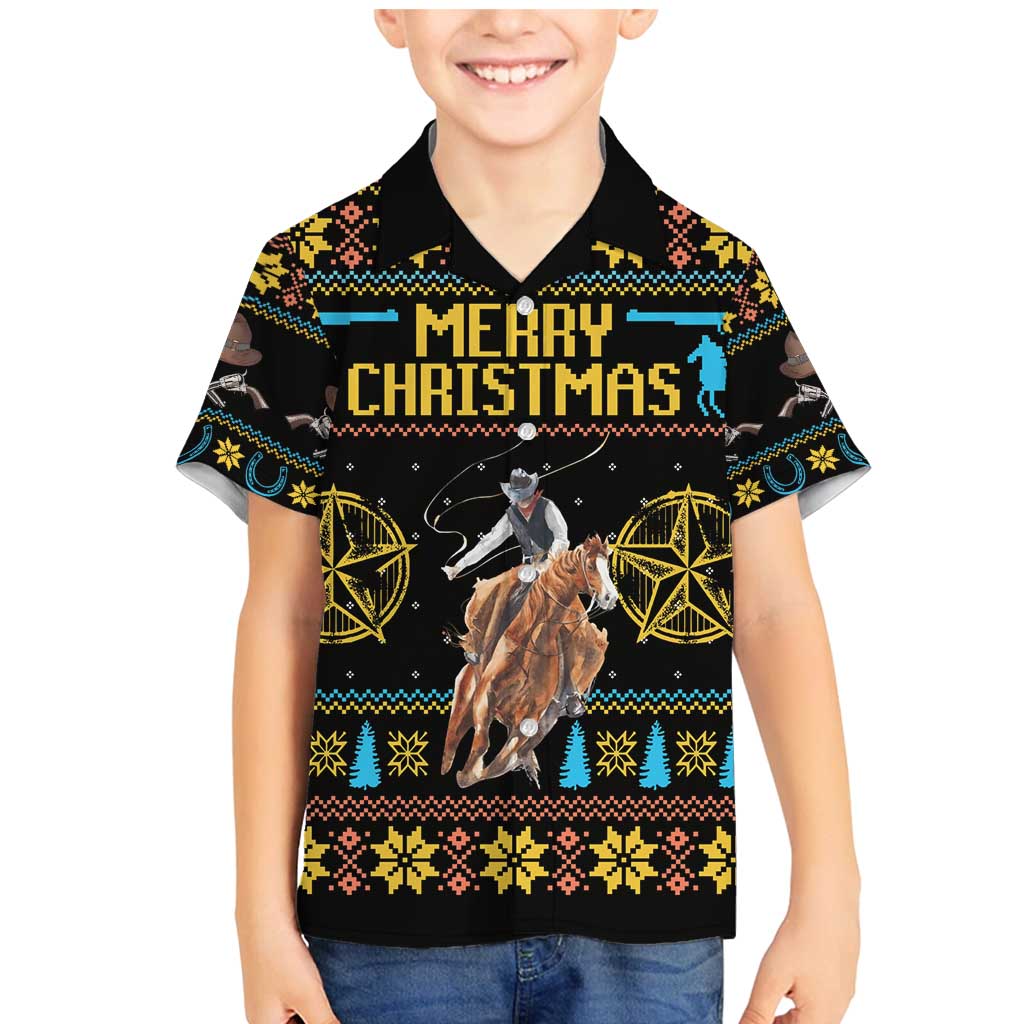 Cowboy Merry Christmas Family Matching Mermaid Dress and Hawaiian Shirt DT04 - Wonder Print Shop